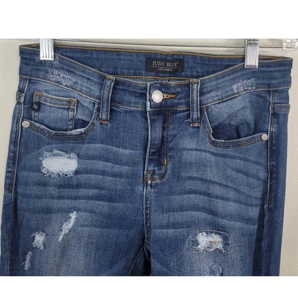 Judy Blue Jeans Womens Size 5/27 Skinny Distressed Cheetah Punk Skater Biker Fun - Picture 3 of 8